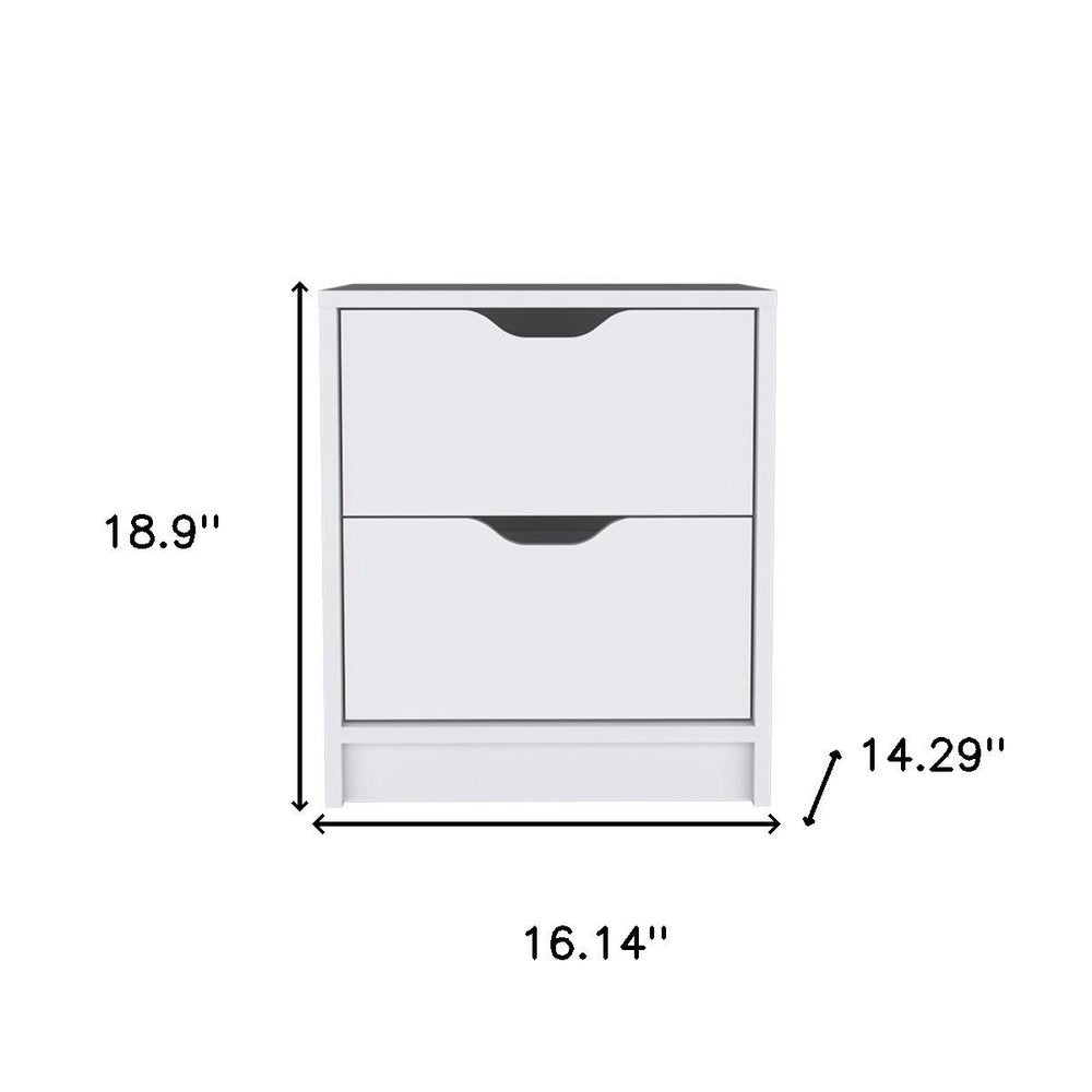 19" White Wood Two Drawer Nightstand HomeRoots