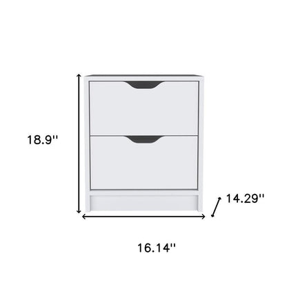 19" White Wood Two Drawer Nightstand HomeRoots