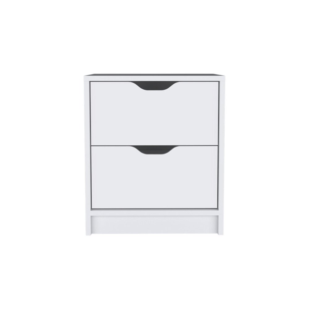 19" White Wood Two Drawer Nightstand HomeRoots