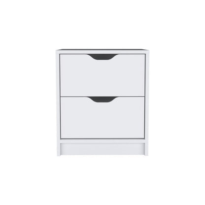19" White Wood Two Drawer Nightstand HomeRoots