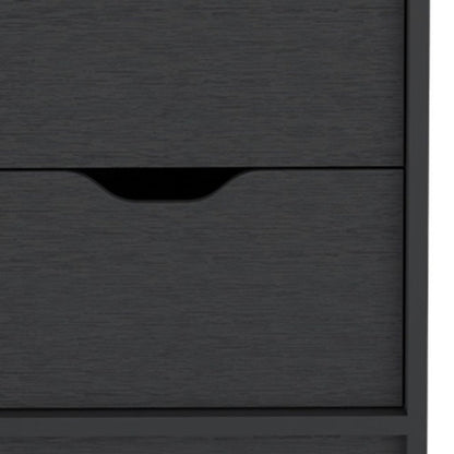 19" Black Wood Two Drawer Nightstand HomeRoots