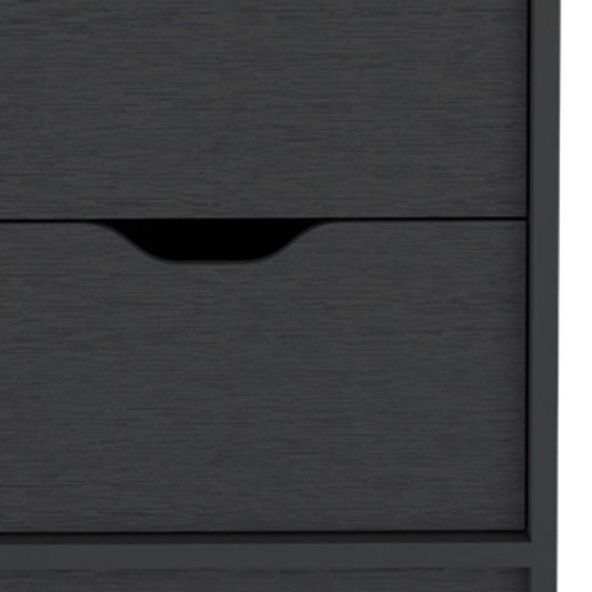19" Black Wood Two Drawer Nightstand HomeRoots