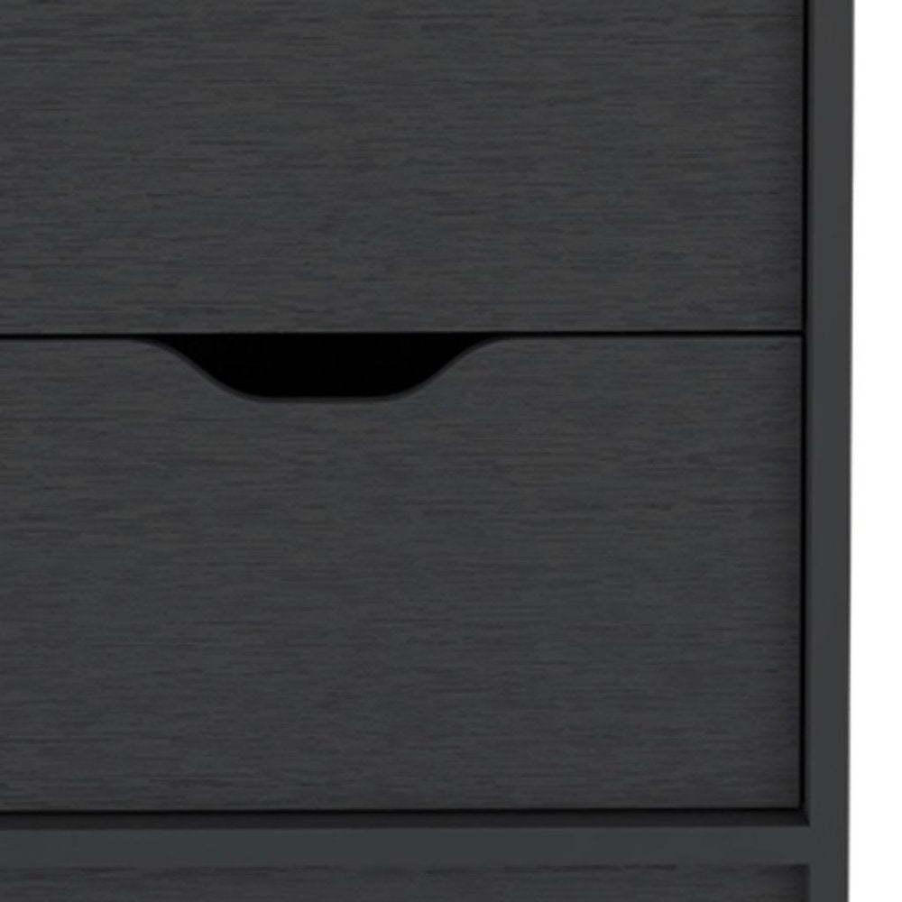 19" Black Wood Two Drawer Nightstand HomeRoots