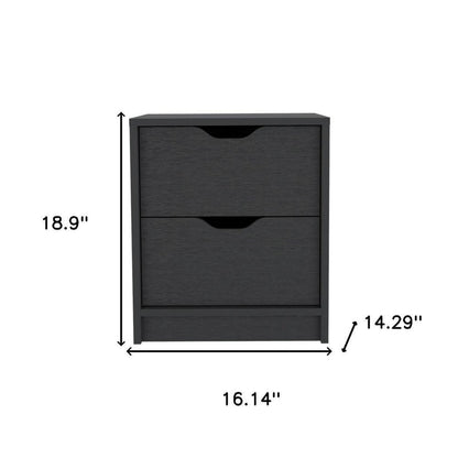 19" Black Wood Two Drawer Nightstand HomeRoots