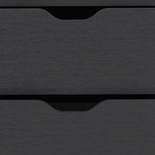 19" Black Wood Two Drawer Nightstand HomeRoots