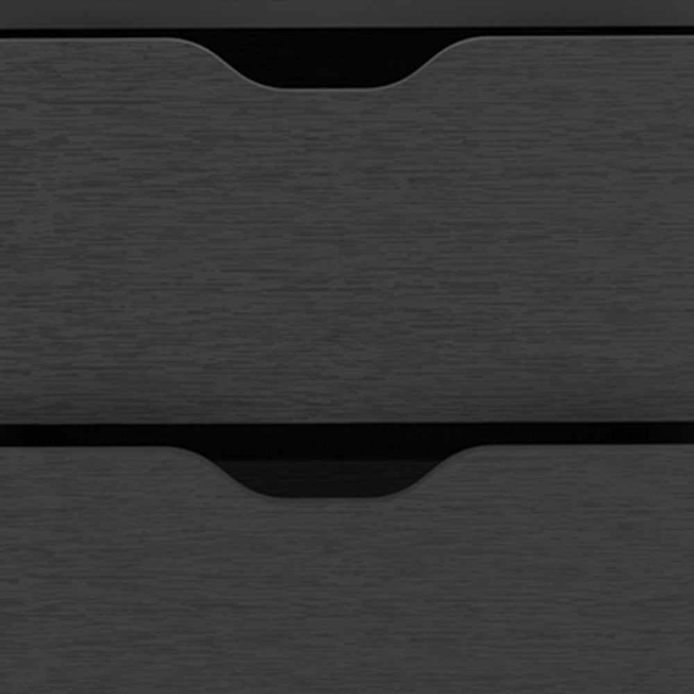 19" Black Wood Two Drawer Nightstand HomeRoots