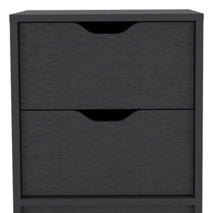 19" Black Wood Two Drawer Nightstand HomeRoots