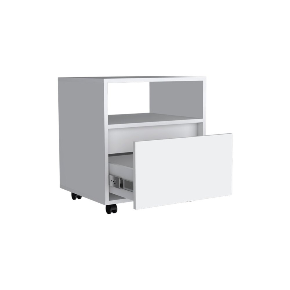 20" White Wood One Drawer Nightstand HomeRoots