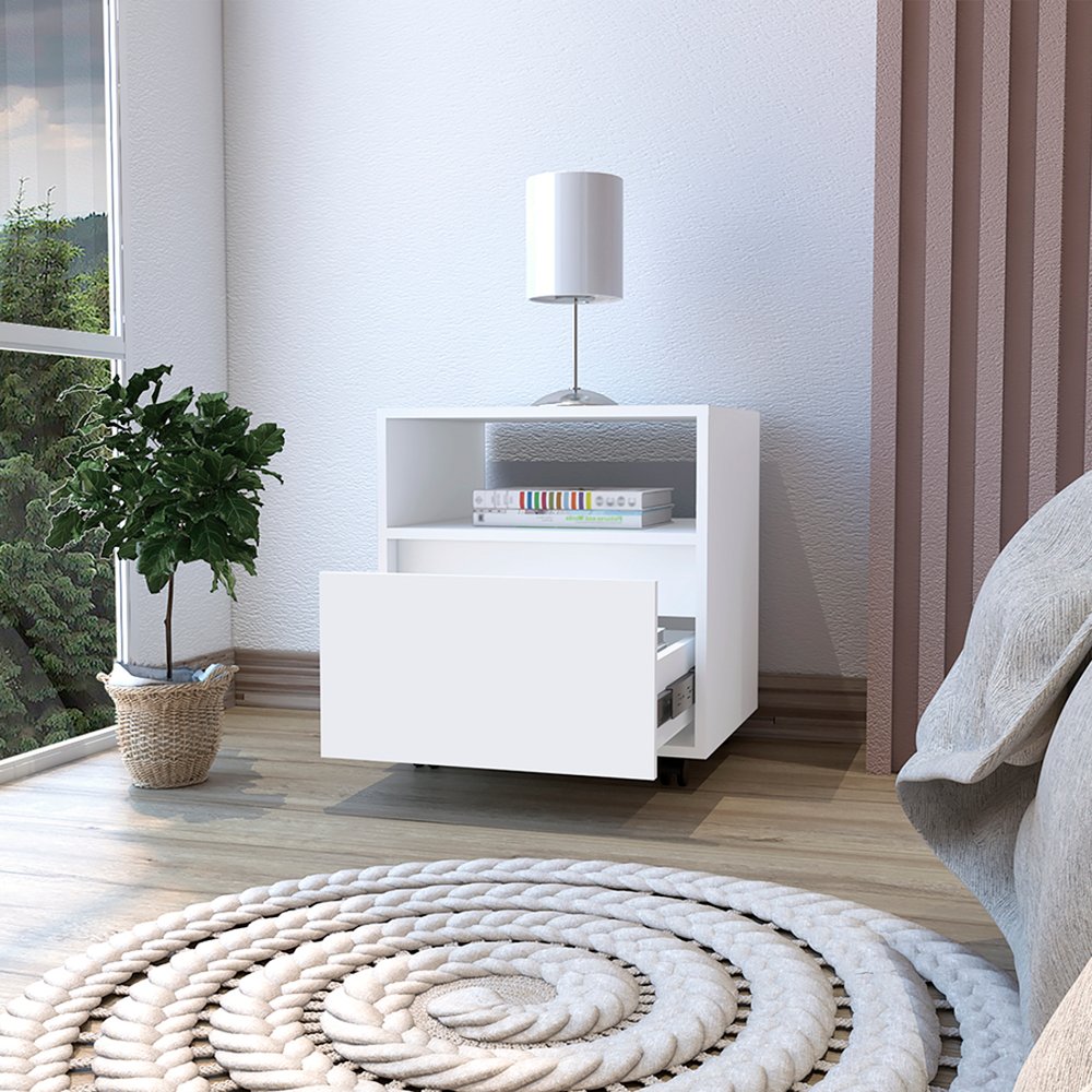 20" White Wood One Drawer Nightstand HomeRoots