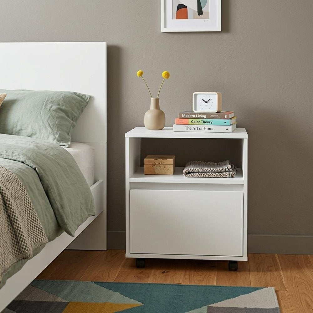 20" White Wood One Drawer Nightstand HomeRoots
