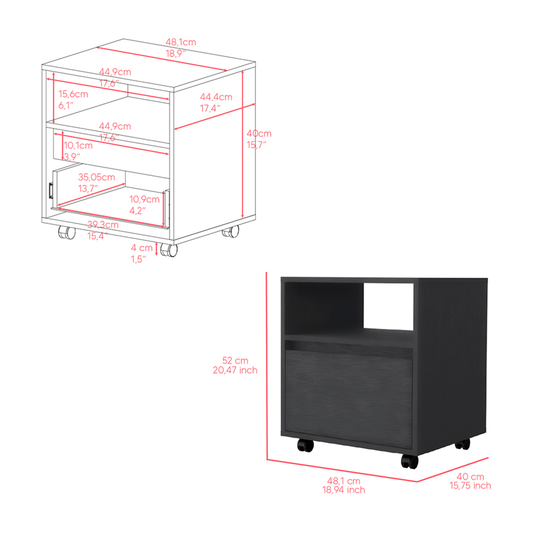 20" Black One Drawer Faux Wood Nightstand - FurniFindUSA