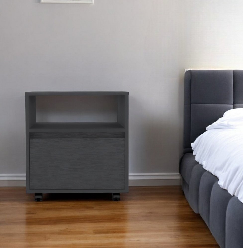 20" Black Wood One Drawer Nightstand HomeRoots