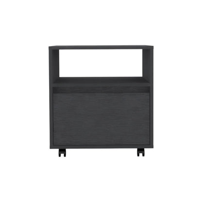 20" Black Wood One Drawer Nightstand HomeRoots