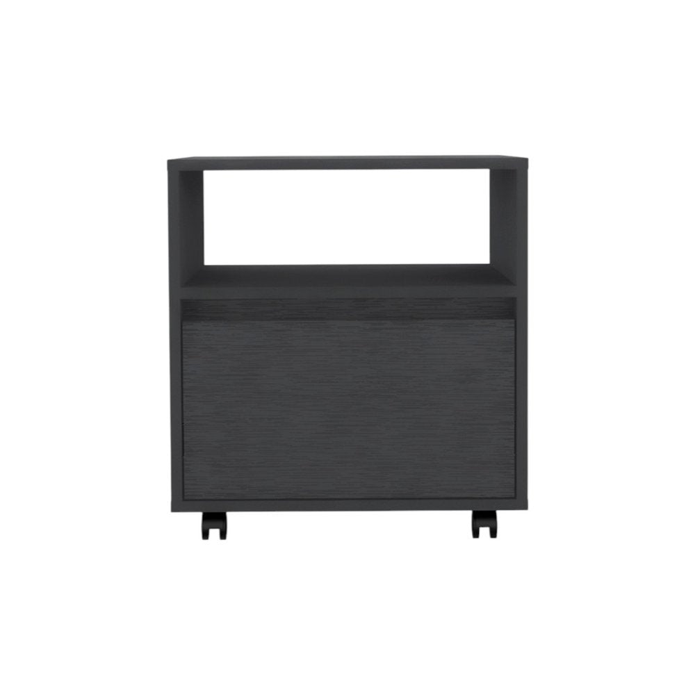 20" Black Wood One Drawer Nightstand HomeRoots