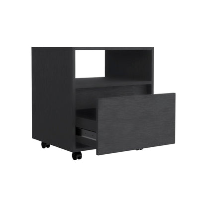 20" Black Wood One Drawer Nightstand HomeRoots