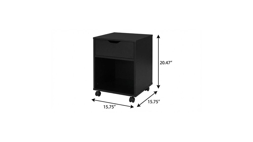 20" Black Wood One Drawer Nightstand HomeRoots