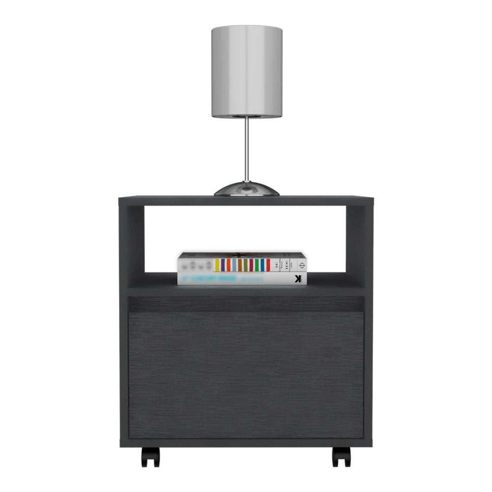 20" Black Wood One Drawer Nightstand HomeRoots