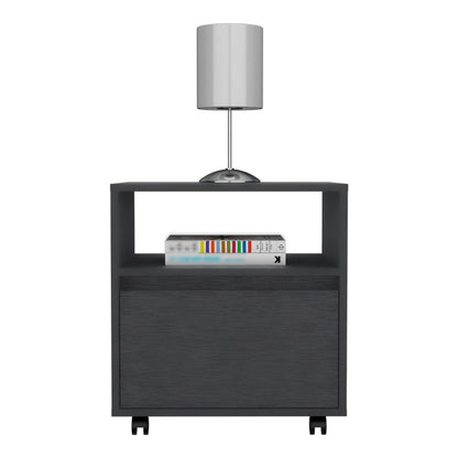 20" Black Wood One Drawer Nightstand HomeRoots