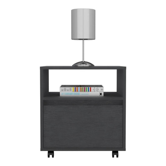 20" Black Wood One Drawer Nightstand