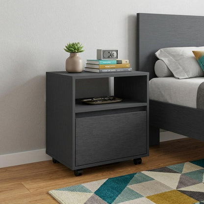 20" Black Wood One Drawer Nightstand HomeRoots