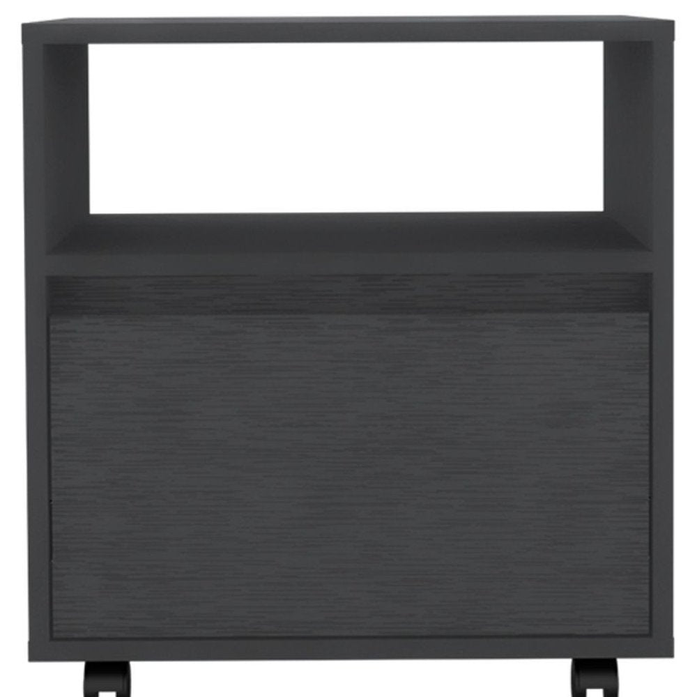 20" Black Wood One Drawer Nightstand HomeRoots