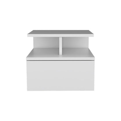 14" White Wood One Drawer Floating Nightstand HomeRoots