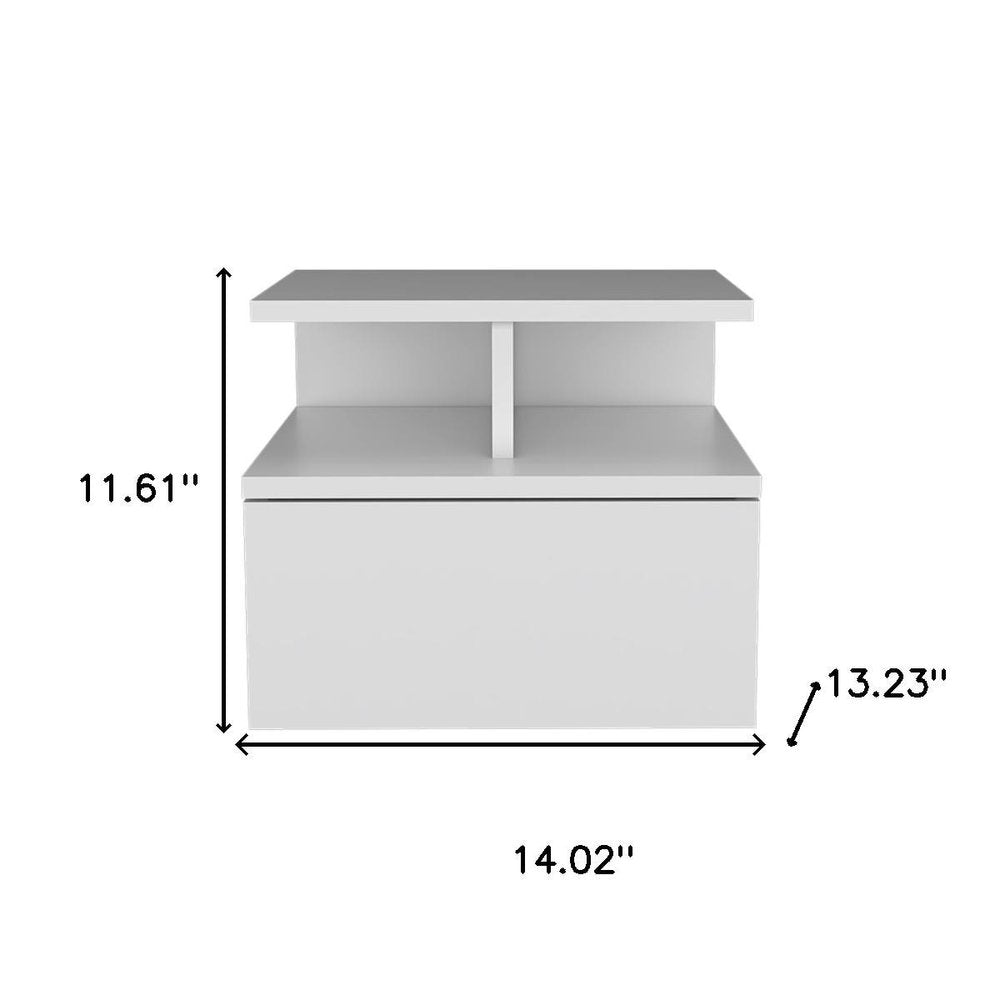 14" White Wood One Drawer Floating Nightstand HomeRoots