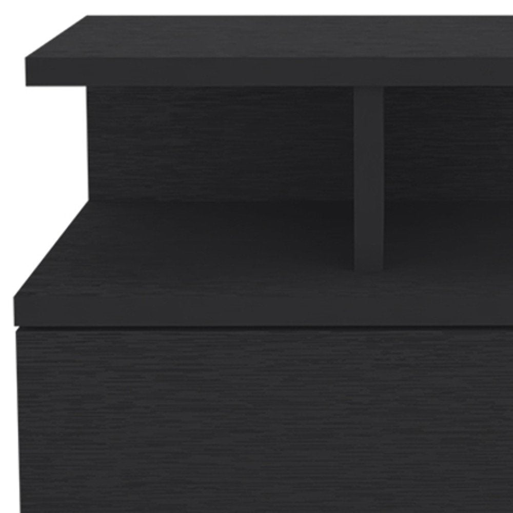 14" Black Wood One Drawer Floating Nightstand HomeRoots