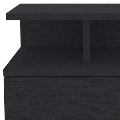 14" Black Wood One Drawer Floating Nightstand HomeRoots