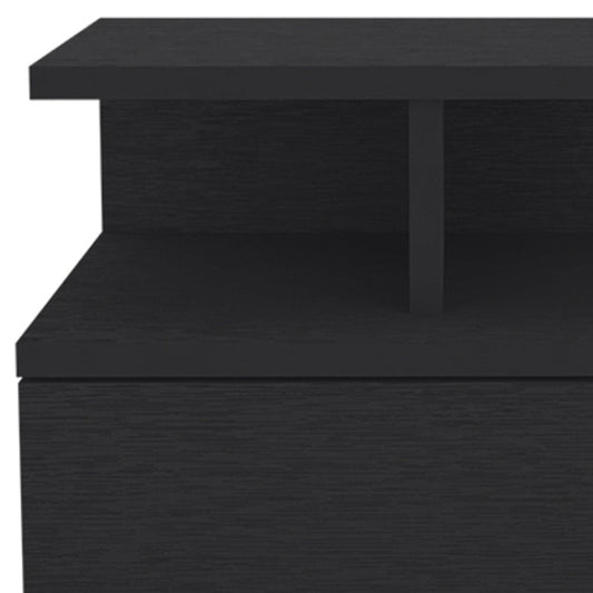 14" Black Wood One Drawer Floating Nightstand