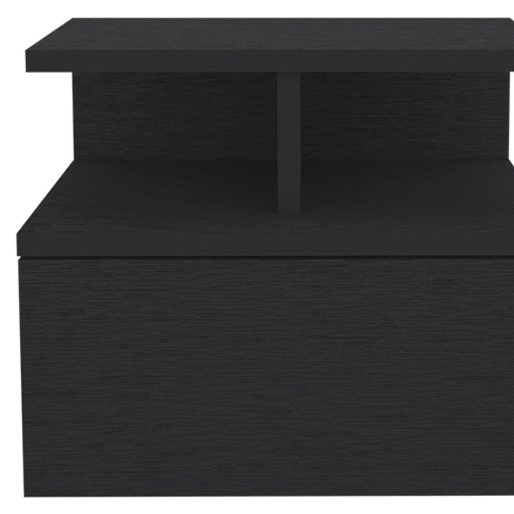 14" Black Wood One Drawer Floating Nightstand HomeRoots