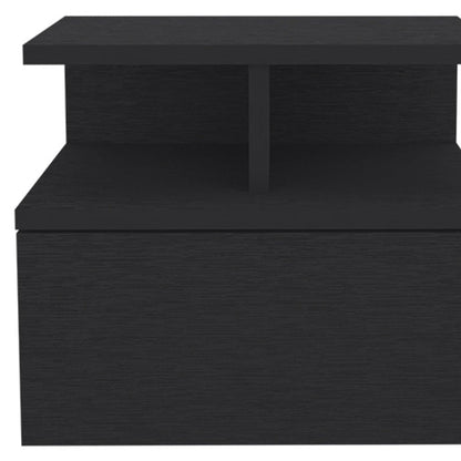 14" Black Wood One Drawer Floating Nightstand HomeRoots