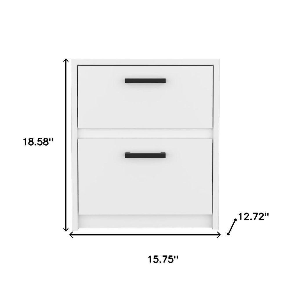 19" White Wood Two Drawer Nightstand HomeRoots