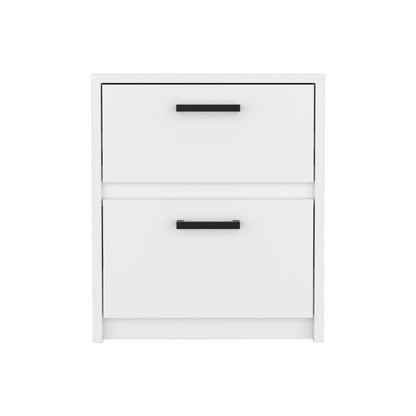 19" White Wood Two Drawer Nightstand HomeRoots