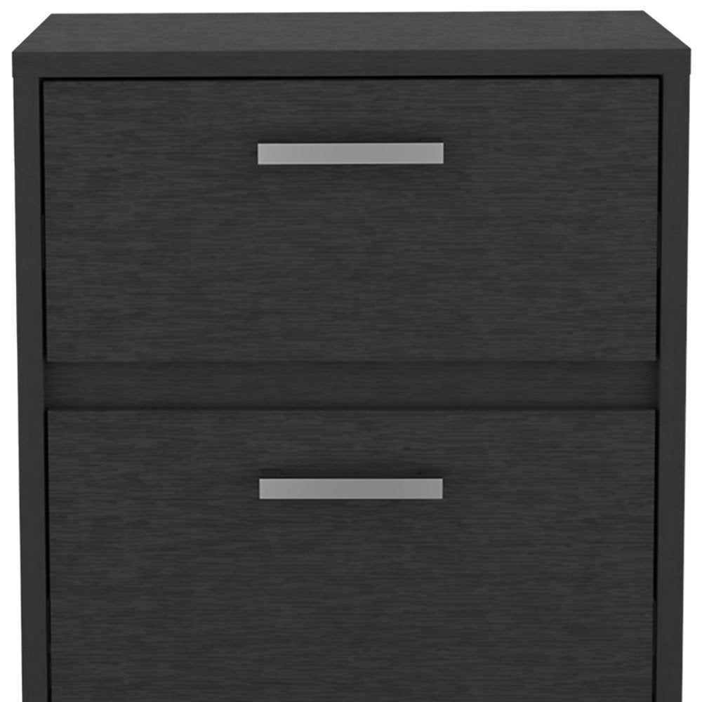 19" Black Wood Two Drawer Nightstand HomeRoots