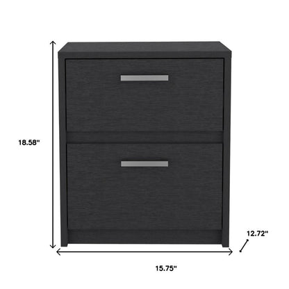 19" Black Wood Two Drawer Nightstand HomeRoots