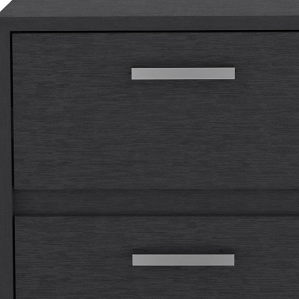 19" Black Wood Two Drawer Nightstand HomeRoots
