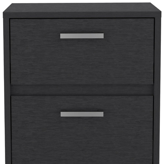 19" Black Wood Two Drawer Nightstand