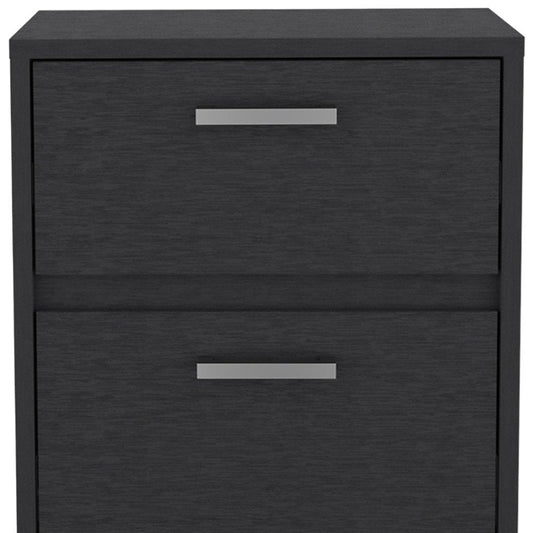 19" Black Wood Two Drawer Nightstand HomeRoots