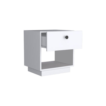 20" White Wood One Drawer Nightstand HomeRoots