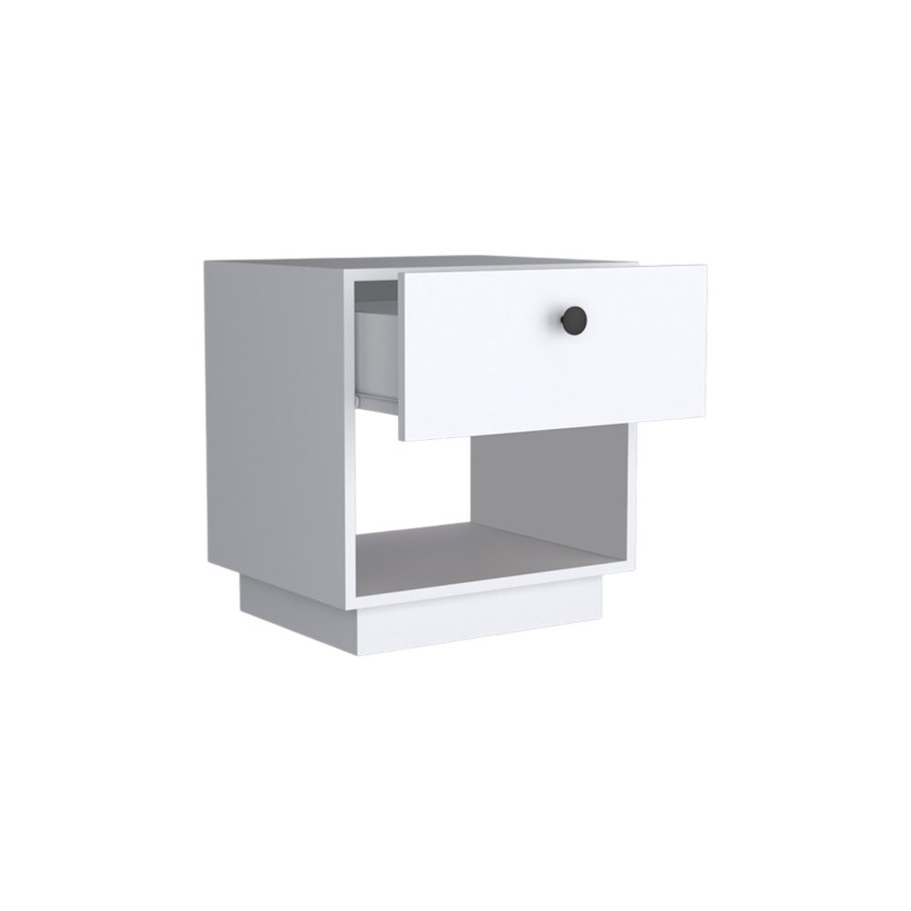 20" White Wood One Drawer Nightstand HomeRoots