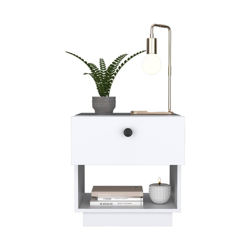 20" White Wood One Drawer Nightstand HomeRoots