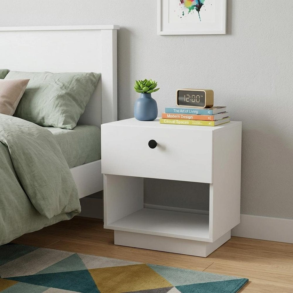 20" White Wood One Drawer Nightstand HomeRoots