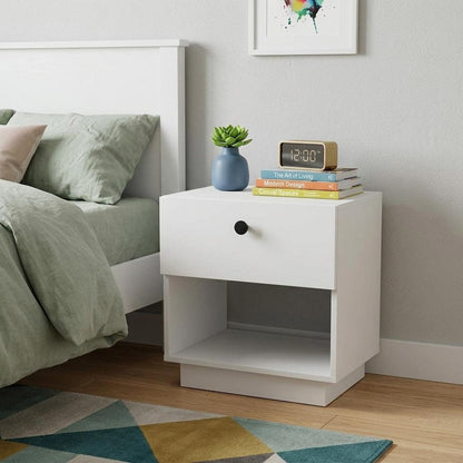 20" White Wood One Drawer Nightstand HomeRoots