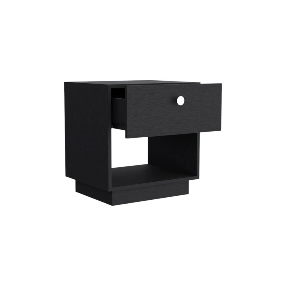 20" Black Wood One Drawer Nightstand HomeRoots