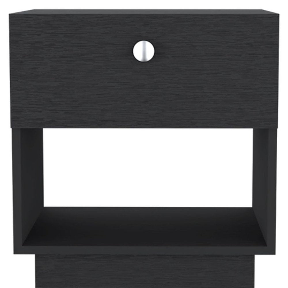 20" Black Wood One Drawer Nightstand HomeRoots