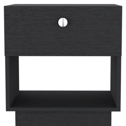 20" Black Wood One Drawer Nightstand HomeRoots