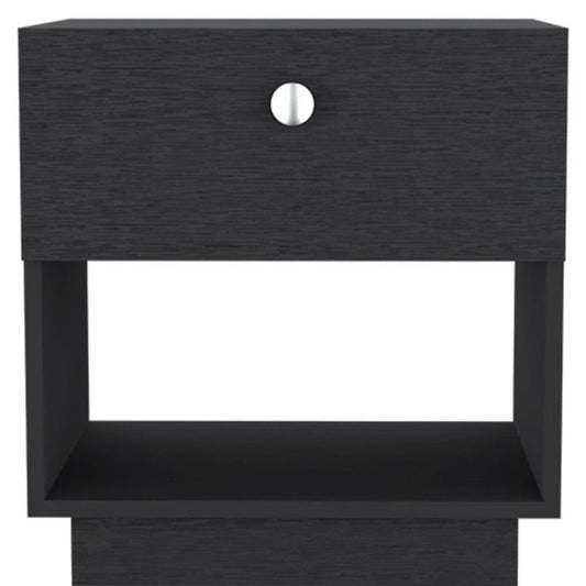 20" Black Wood One Drawer Nightstand HomeRoots
