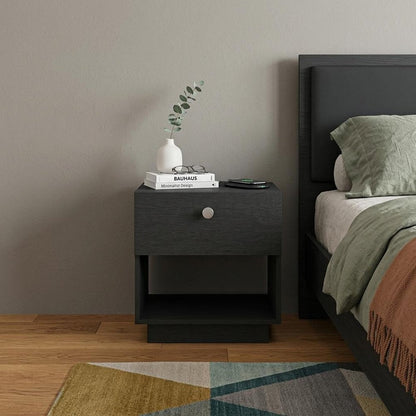 20" Black Wood One Drawer Nightstand HomeRoots