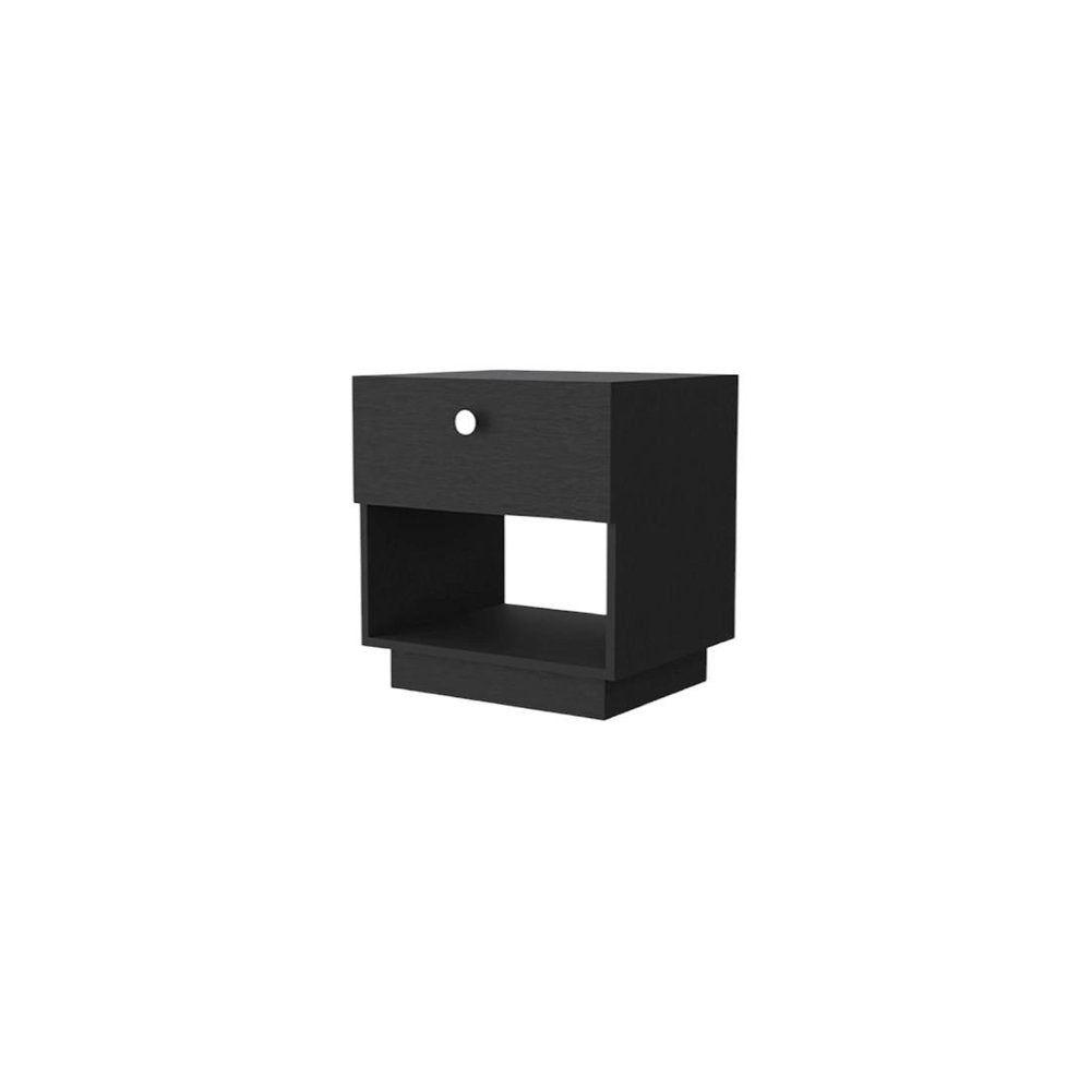 20" Black Wood One Drawer Nightstand HomeRoots